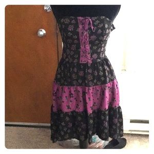 Strapless dark floral dress